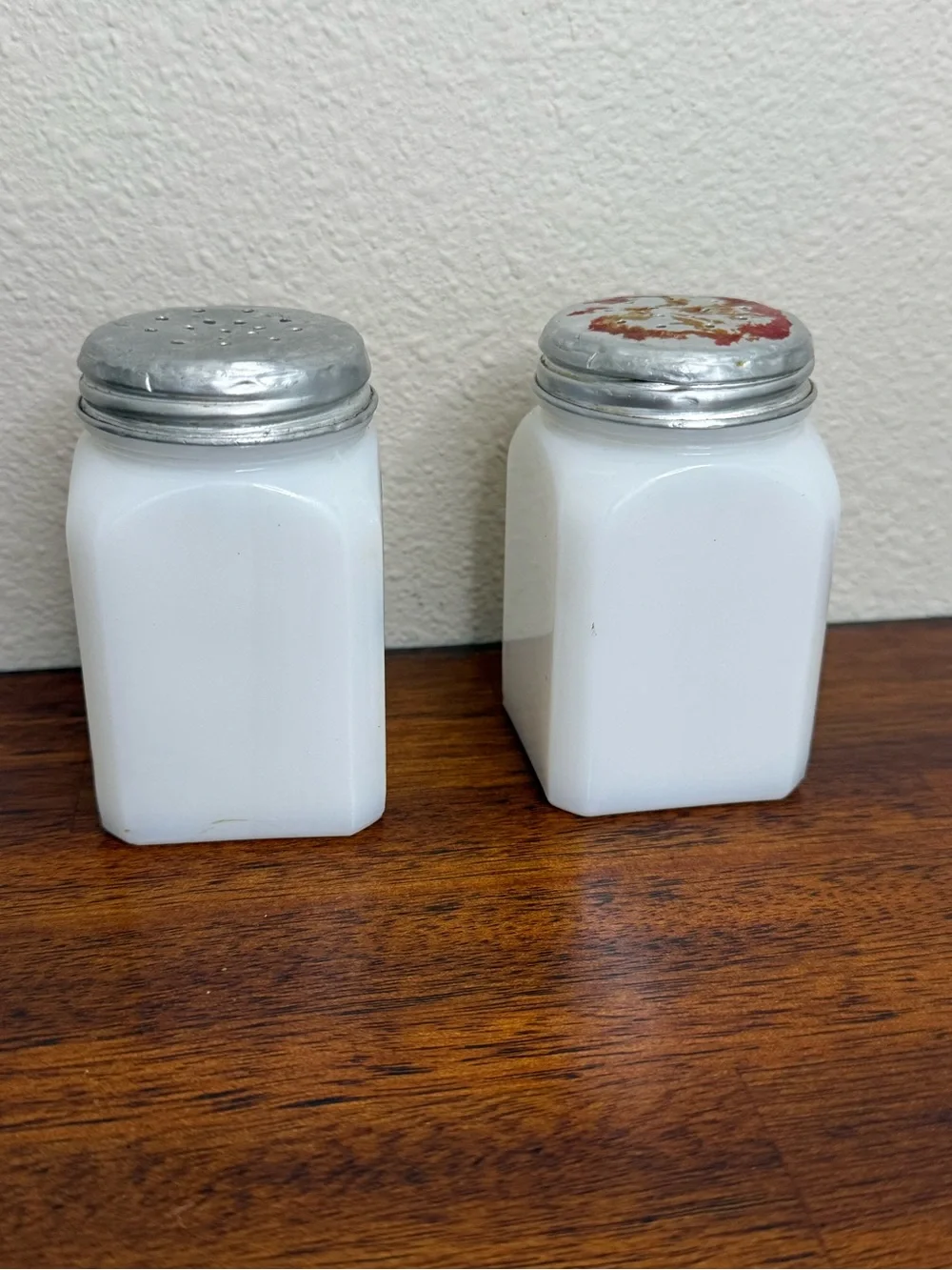 Vintage Milk glass Nautical Sail boat salt and pepper shakers USA